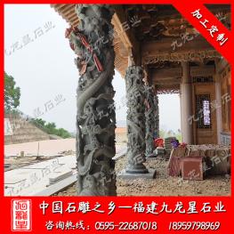 石雕大殿龍柱 青石龍柱 浮雕龍柱加工