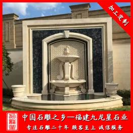 石材雕刻噴泉廠家九龍星 批發(fā)石雕半壁水缽噴泉